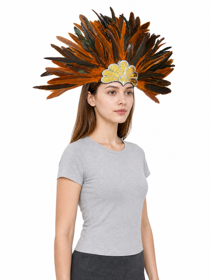 Carnival Headpiece with Orange Feathers