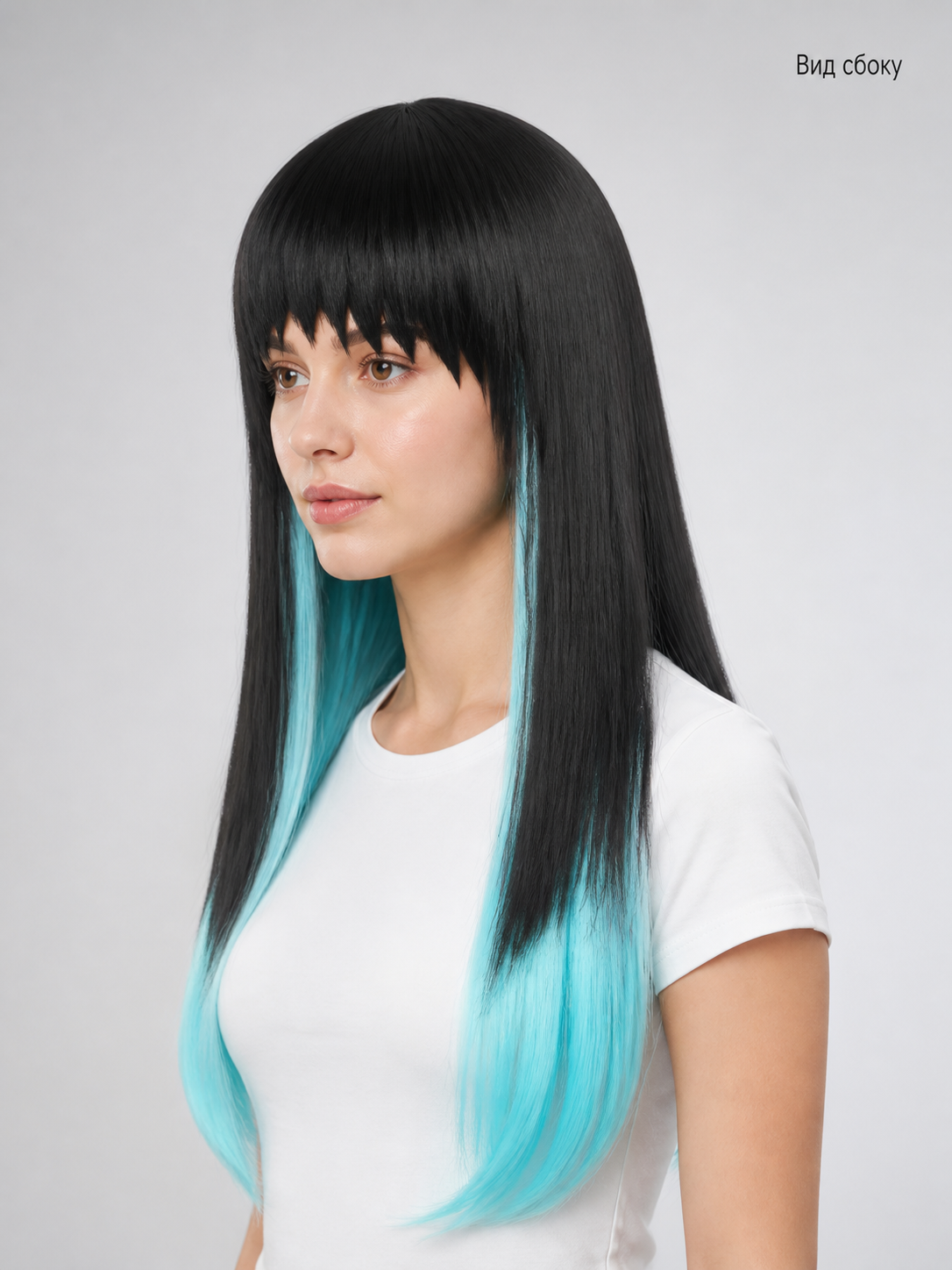 Black and Lime Green Carnival Wig for Halloween and Cosplay side view