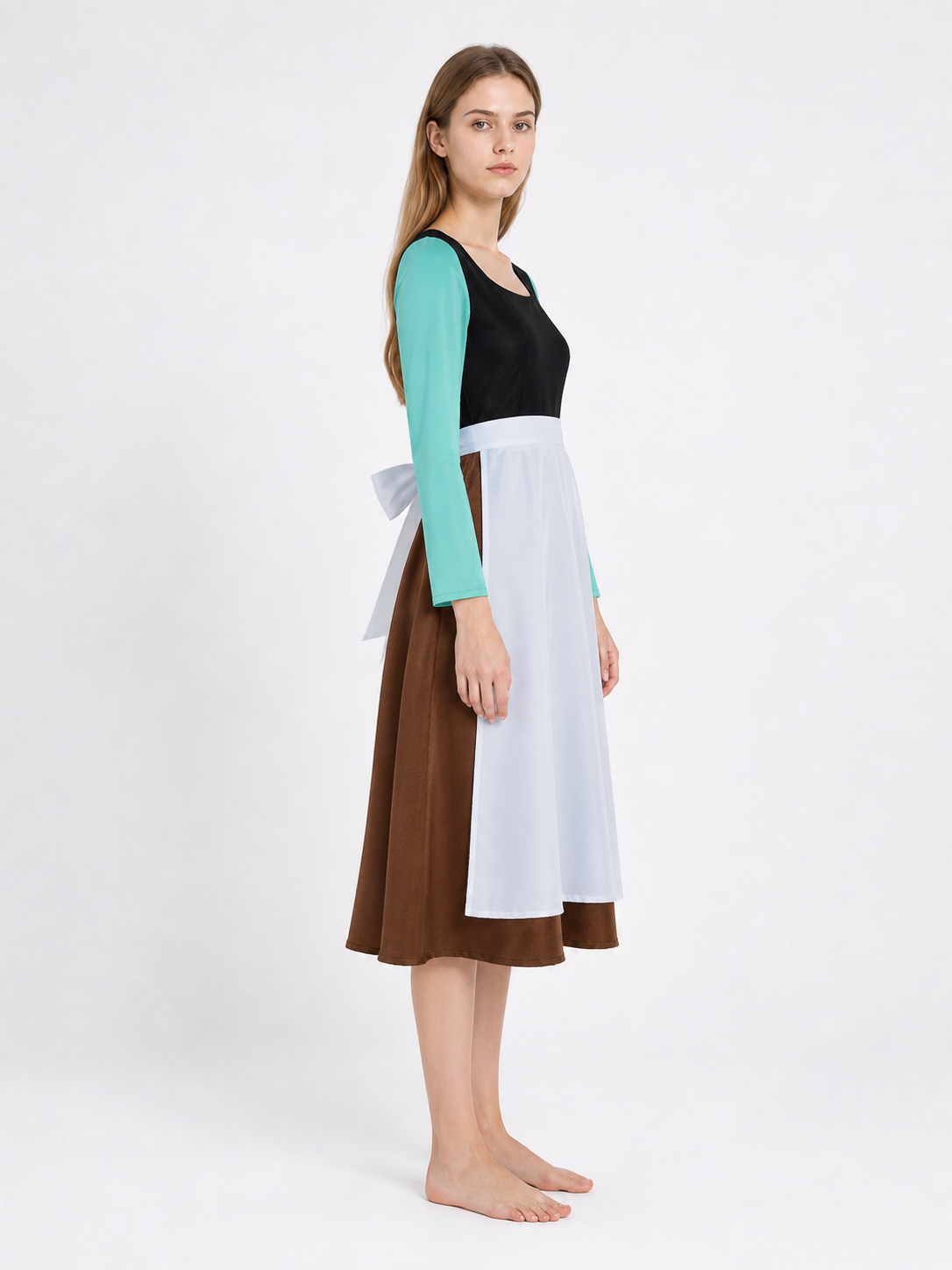 Cinderella Cosplay Dress with Apron and Bow side view