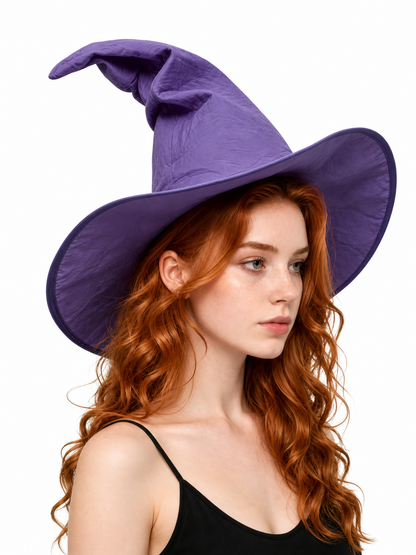 Purple bent-top wide-brim witch hat product view 20