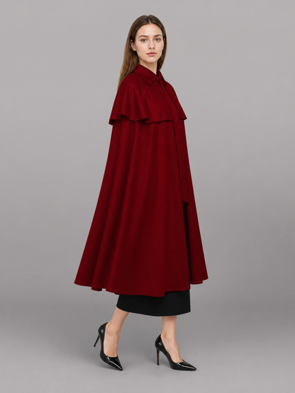 Red Carnival Cloak with a Turn-Down Collar
