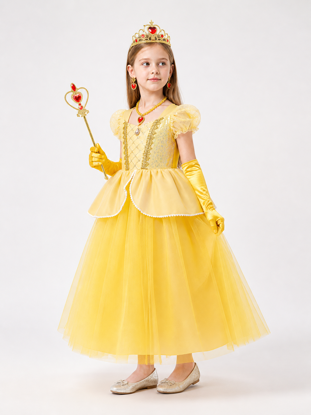 Princess Costume with Yellow Dress for Halloween side view