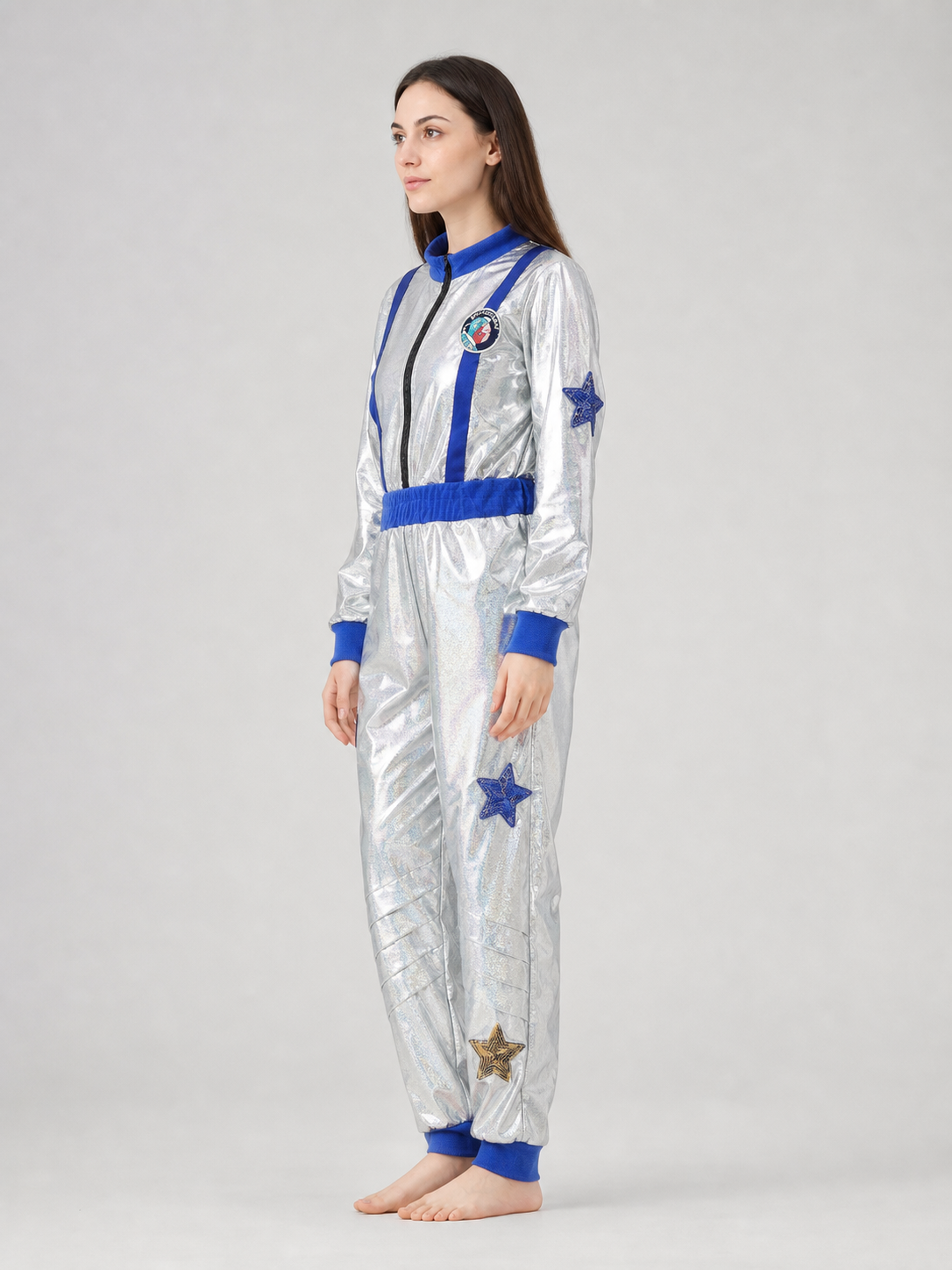 Silver Space-Themed Carnival Jumpsuit side view