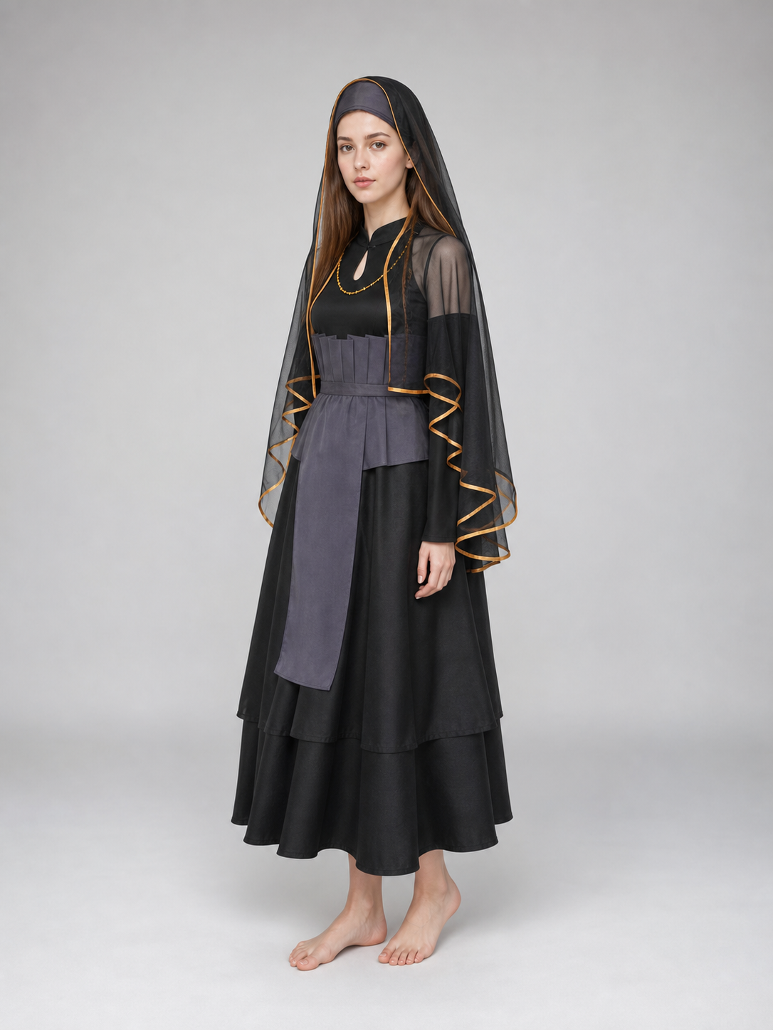 Hinata Cosplay Set with Veil and Layered Skirt