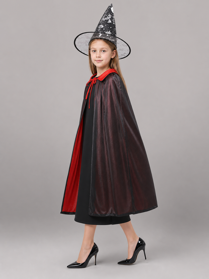 Black and Red Carnival Cloak with Hat and Hook