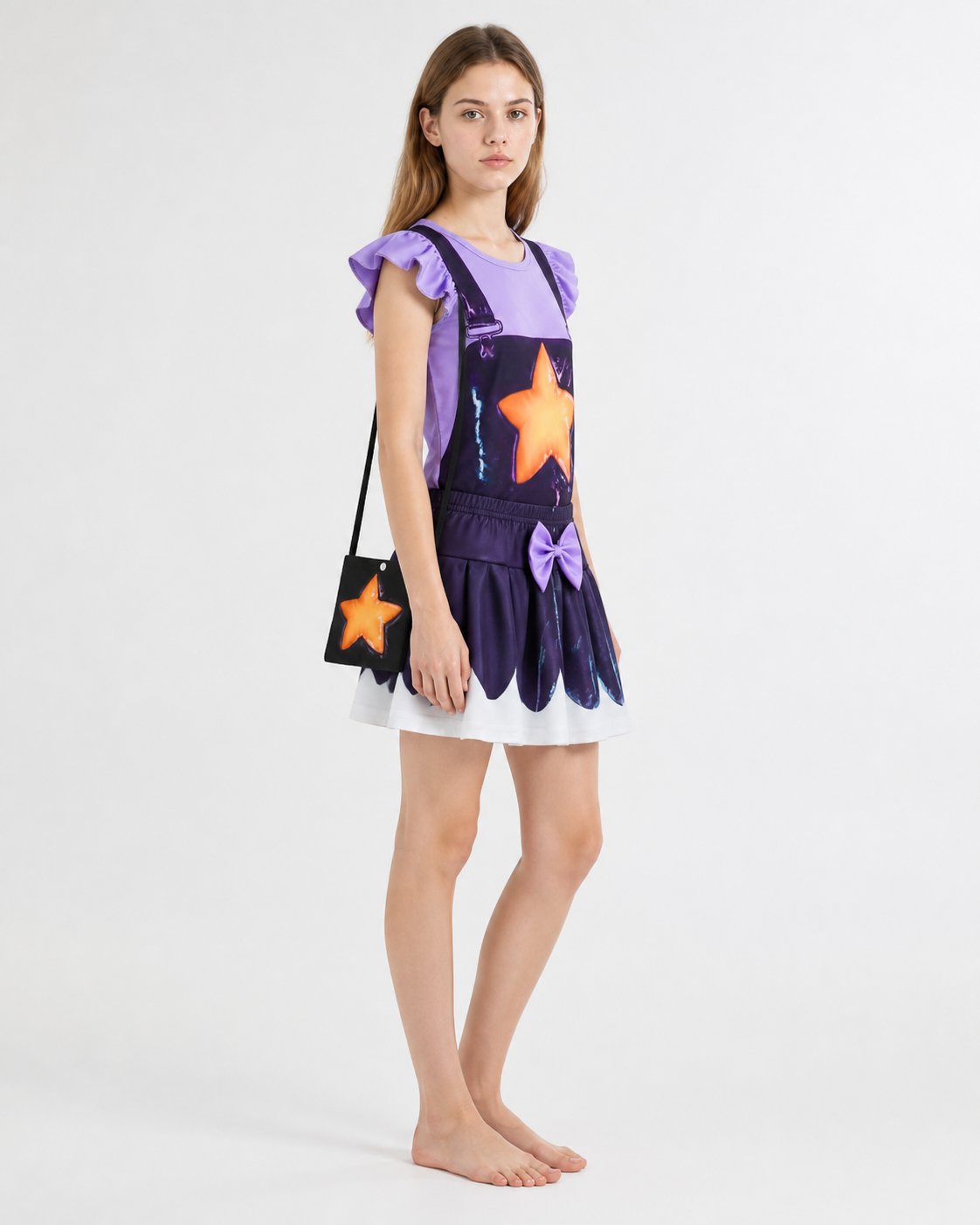 Children’s Set: Star-Print Top, Skirt, and Bag side view