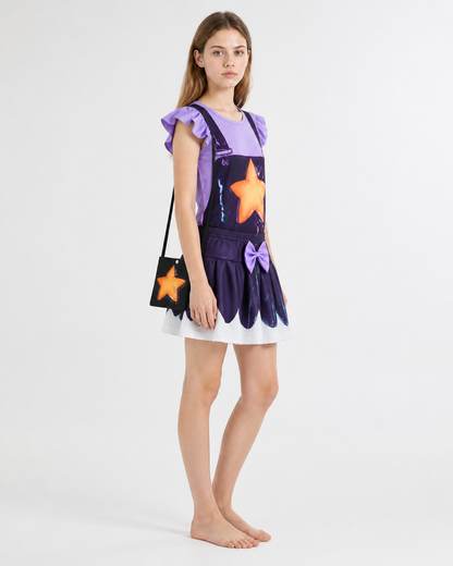 Children’s Set: Star-Print Top, Skirt, and Bag side view