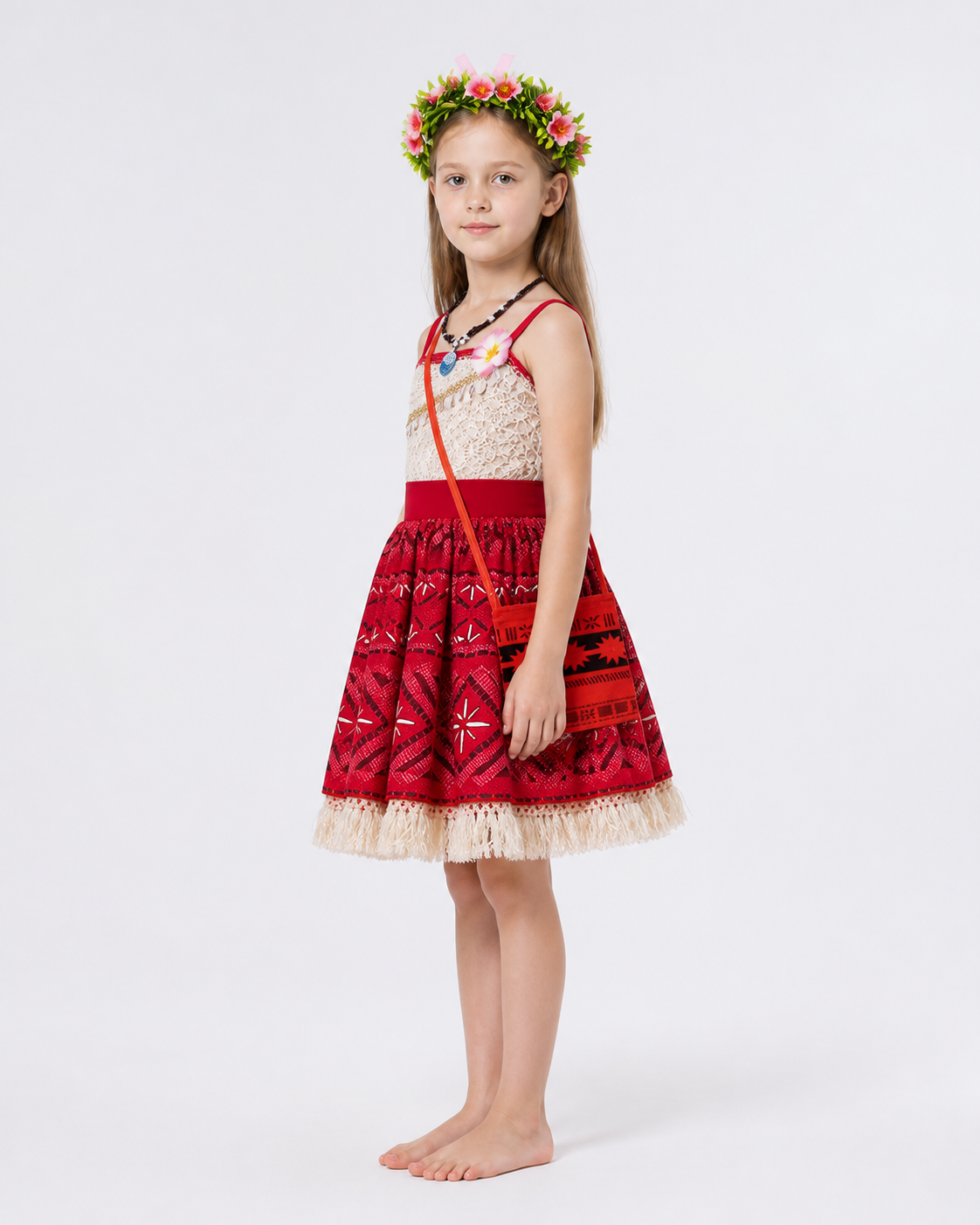 Children's Halloween Dress with Handbag and Wreath side view