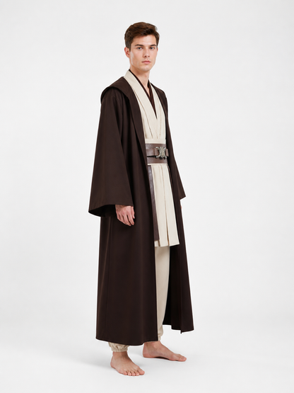 Brown Long Vampire Costume with Belt side view