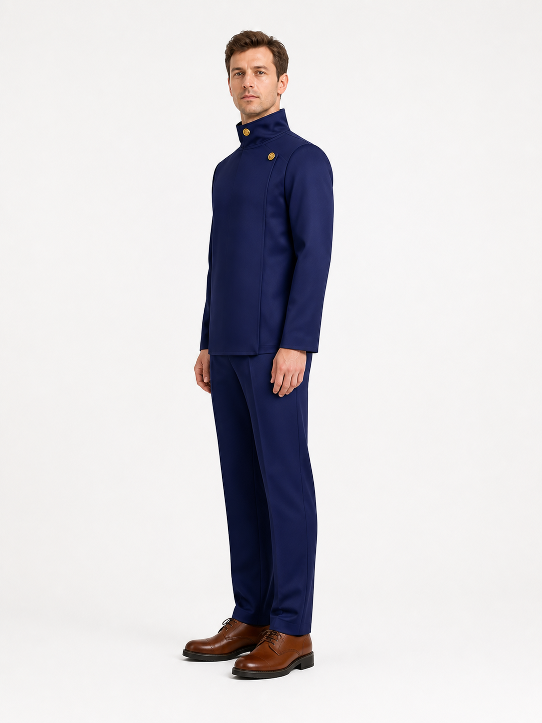 Jujutsu Kaisen Costume, Blue with Gold Buttons side view