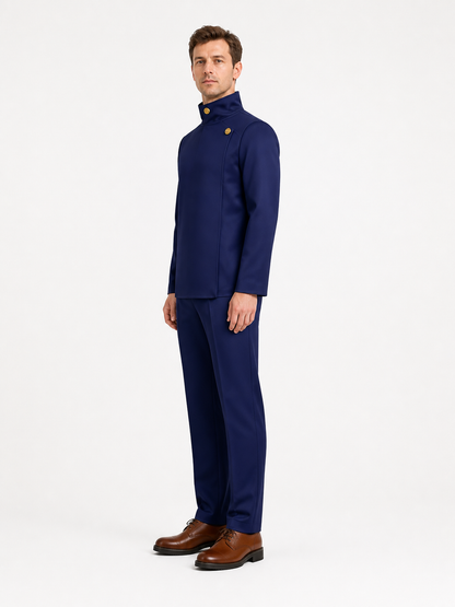 Jujutsu Kaisen Costume, Blue with Gold Buttons side view