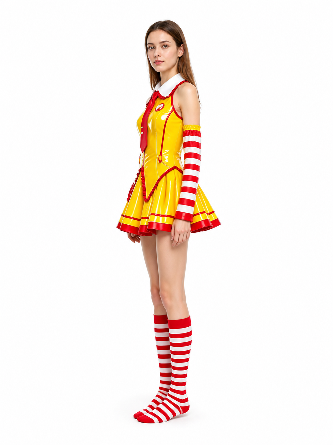 Cosplay Dress with White Collar and Red Tie side view