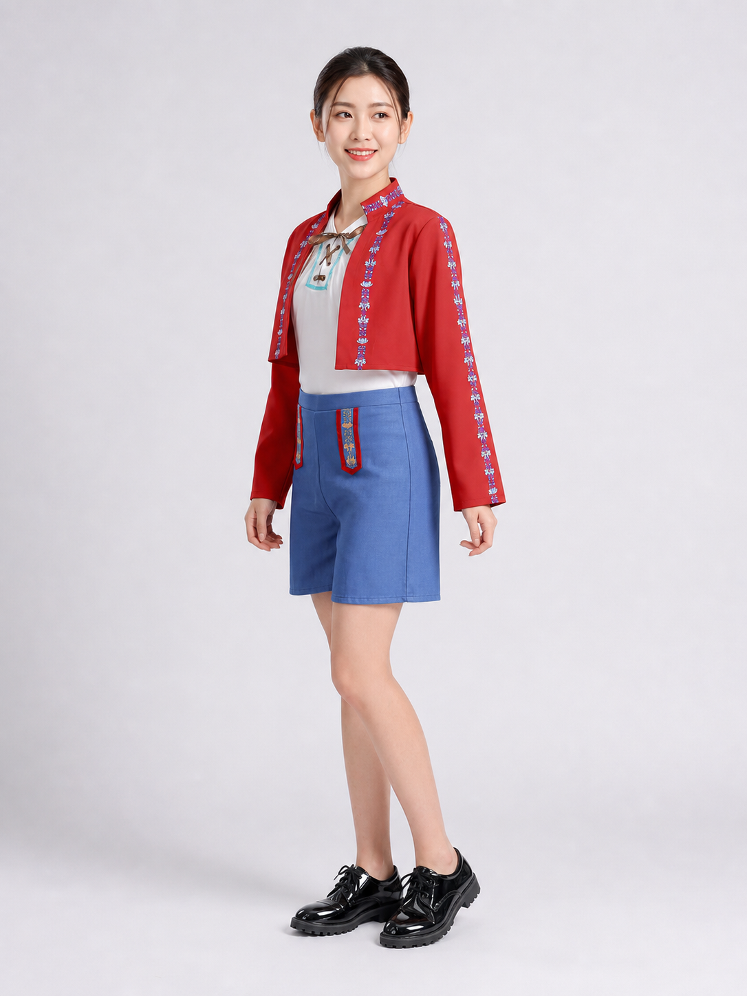 Ethnic-Style Cosplay Costume with Shorts side view