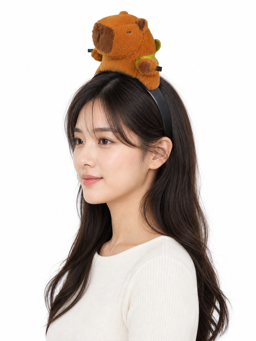 Carnival headband with a capybara in a turtle style