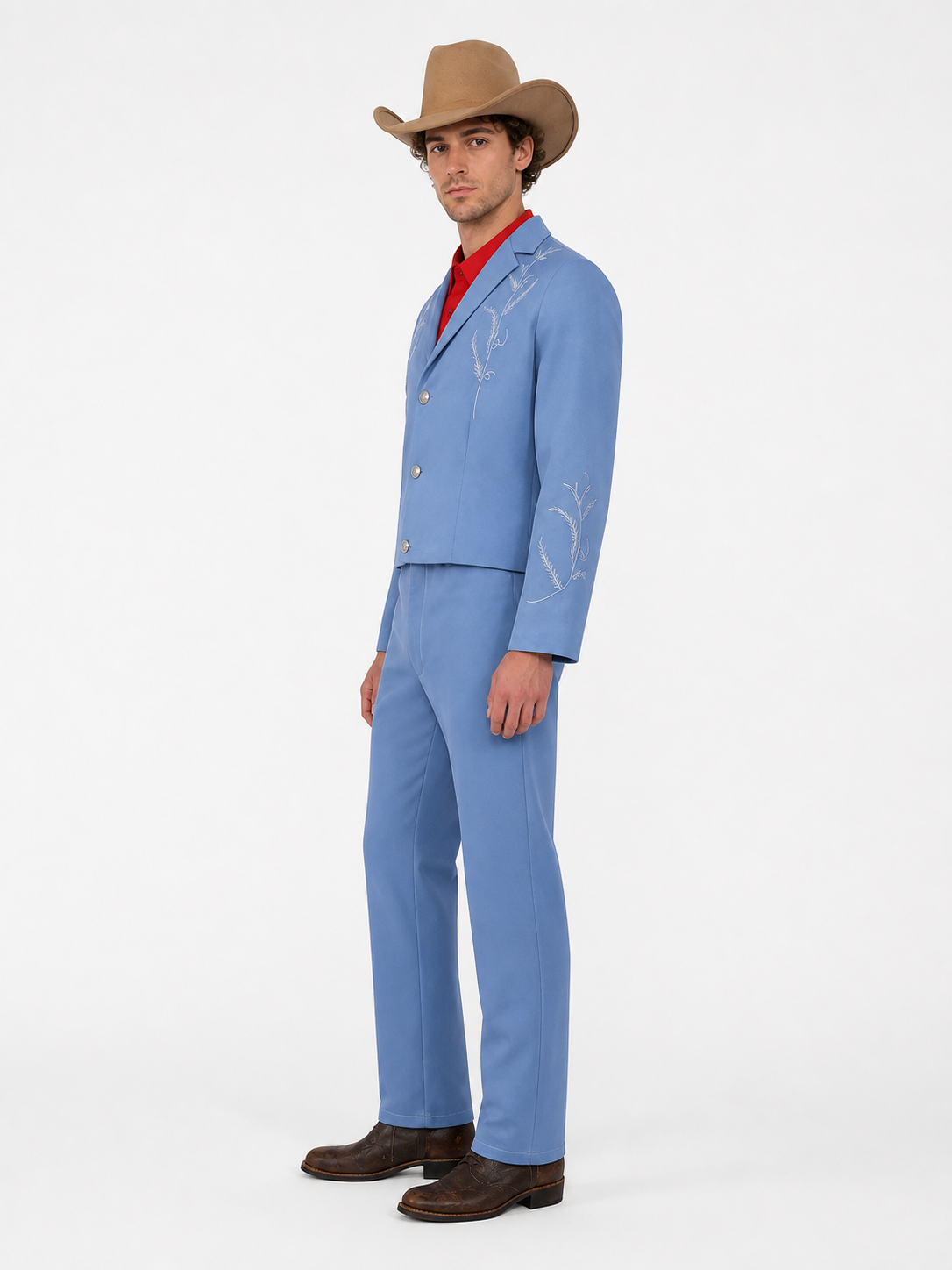 Freddie Costume with Embroidery and Cowboy Hat side view