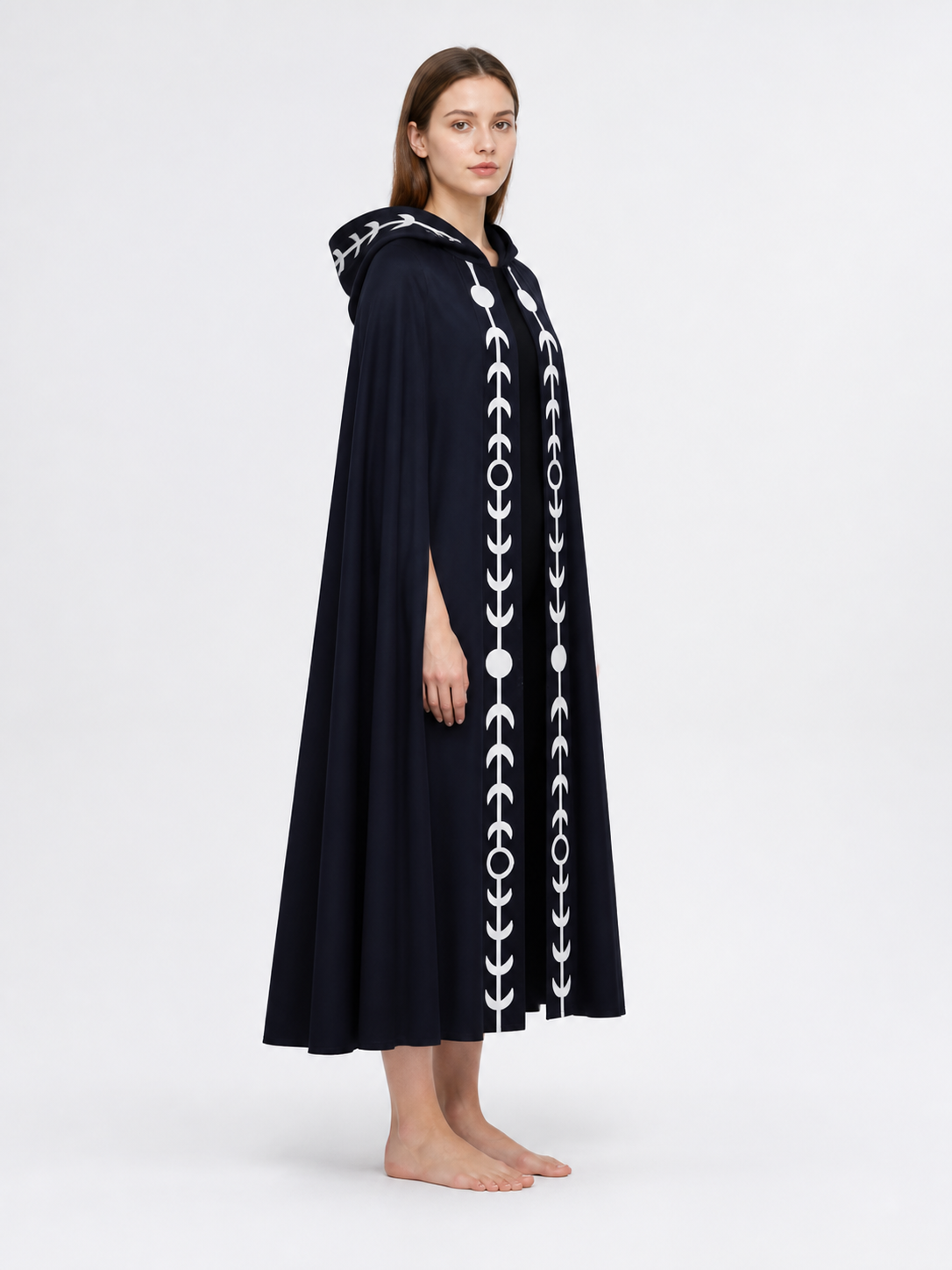 Hooded Cloak Cape, Blue, for Cosplay side view