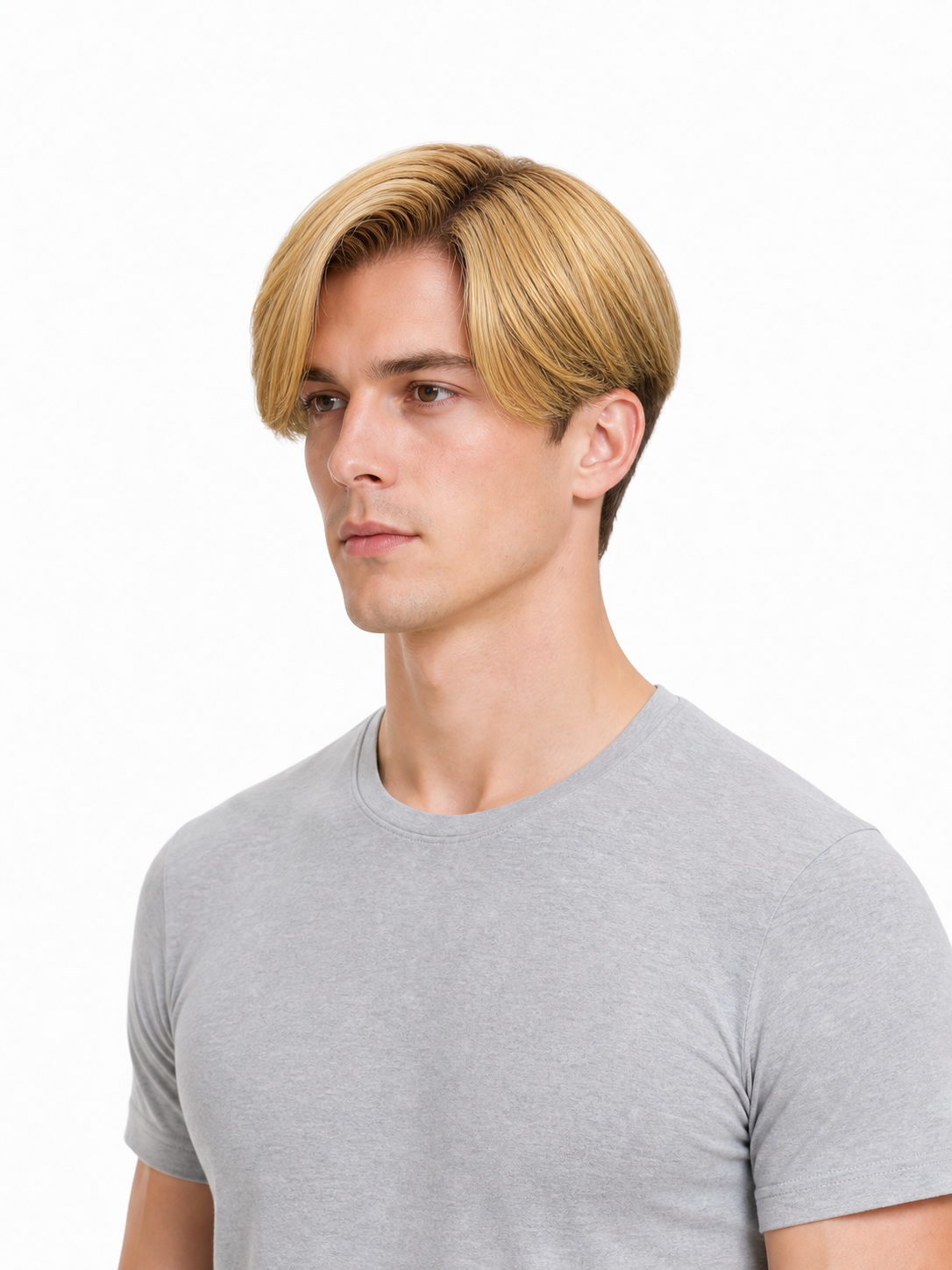 Golden short carnival wig with bangs