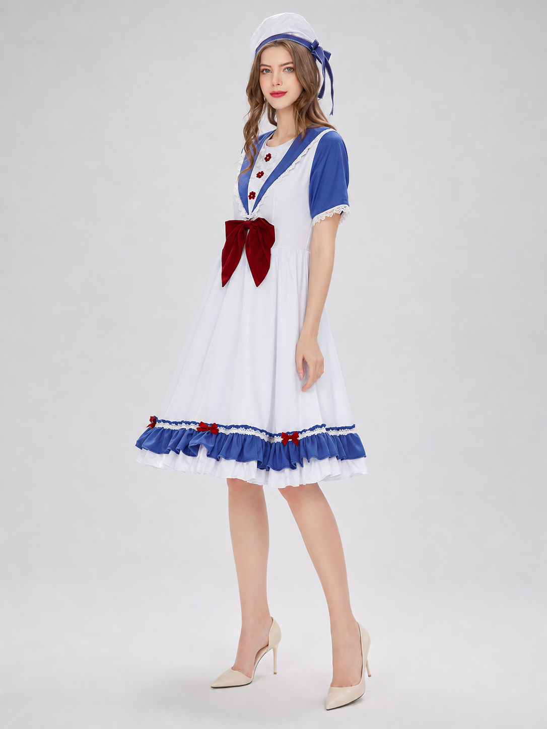 Cosplay Dress Costume with a Bow and Ruffles