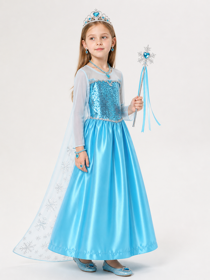 Blue Snow Queen Costume with Accessories
