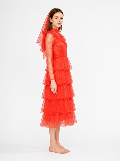 Lydia Cosplay Dress with Red Veil side view