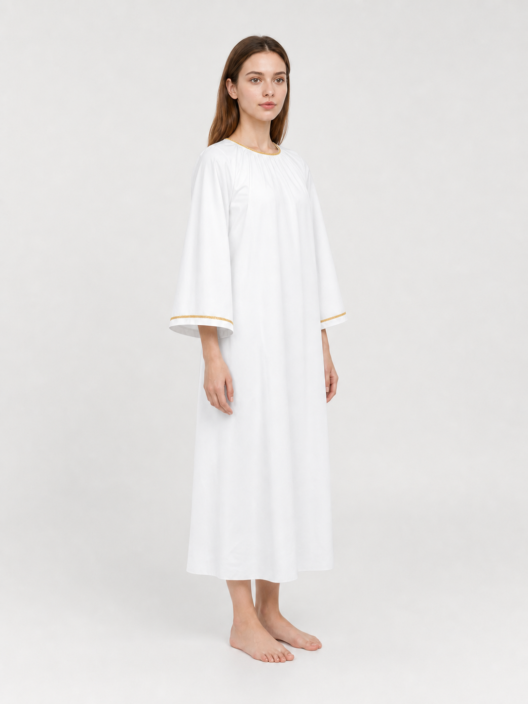 White Cosplay Cloak with Gold Trim