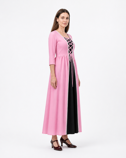 Medieval Princess Dress with White Trim and Lacing side view