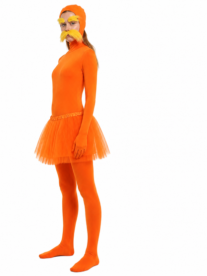 Orange Lorax Cosplay Jumpsuit with Tutu Skirt side view