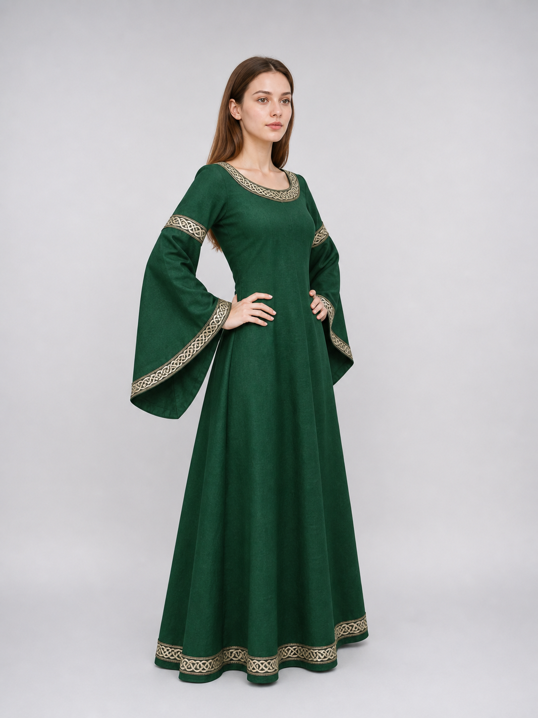 Medieval-Style Dress with Wide Sleeves