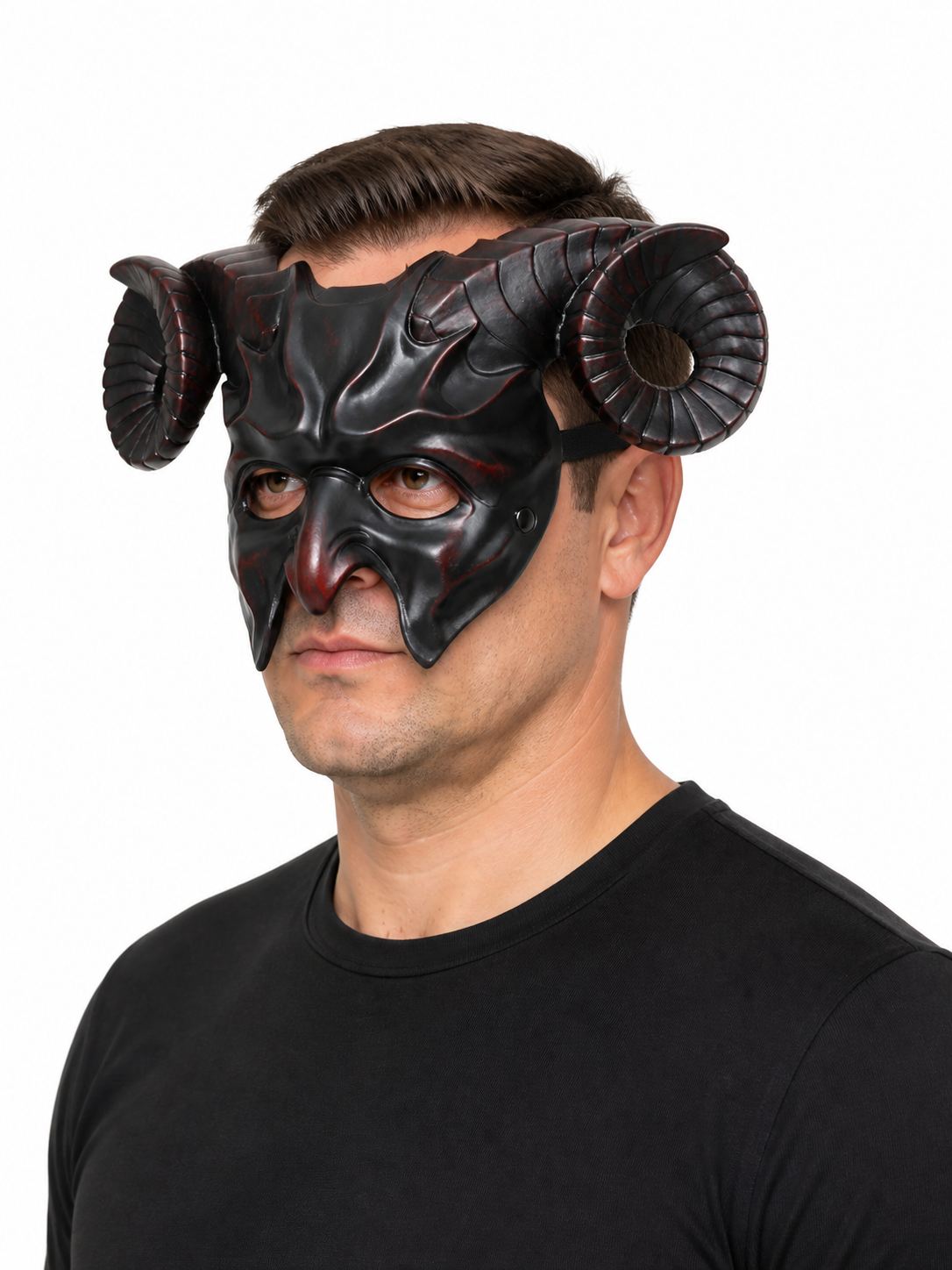 Black ram horn carnival mask product view 20