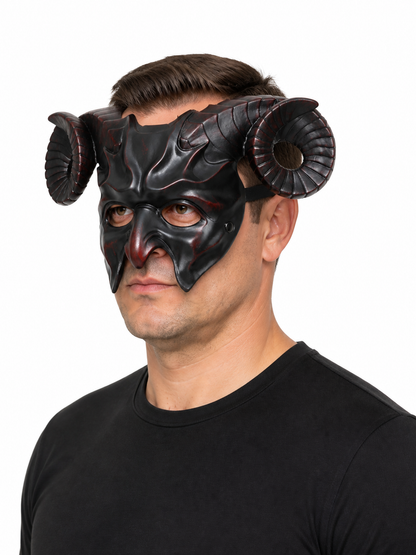 Black ram horn carnival mask product view 20