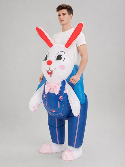 Inflatable Rabbit Costume with Blue Overalls