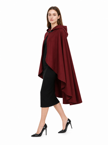 Burgundy Hooded Costume Cloak for Cosplay