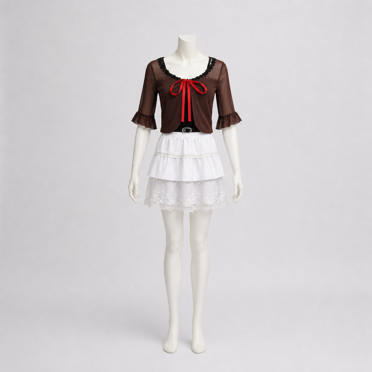 Cosplay Costume with a Tiered Skirt and Lace side view