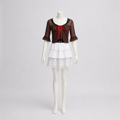 Cosplay Costume with a Tiered Skirt and Lace side view