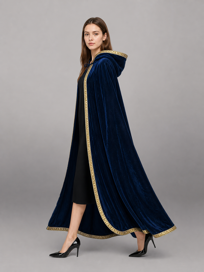 Dark Blue Hooded Carnival Cloak