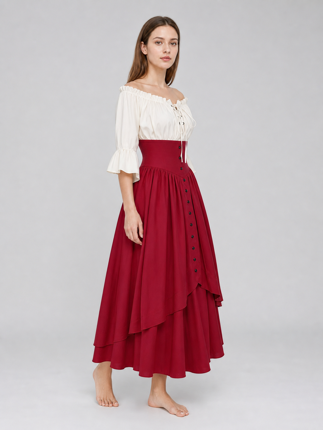 Vintage-Style Off-the-Shoulder Dress