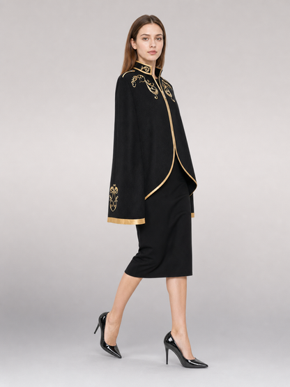Black Carnival Jacket with Gold Trim and Embroidery