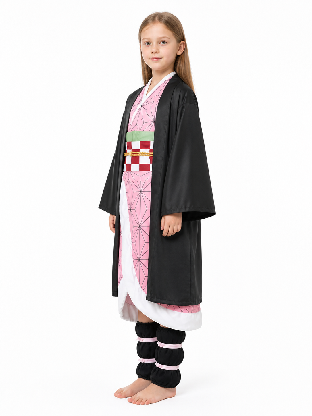 Nezuko Cosplay Costume, Kimono with Pink Pattern side view