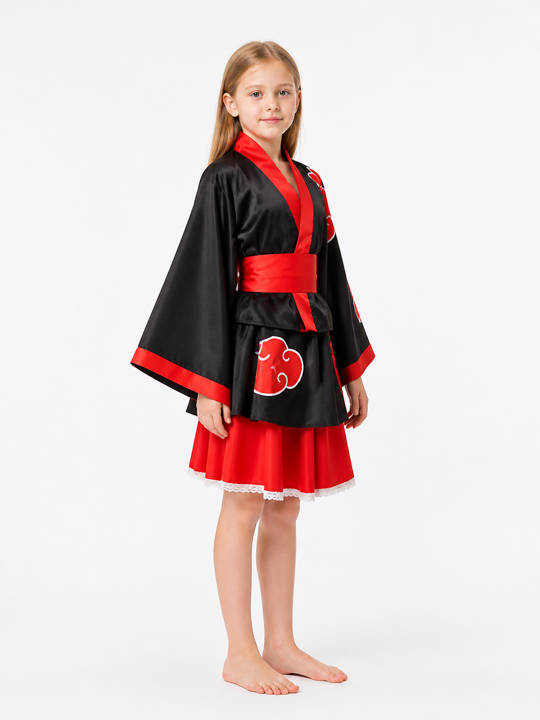 Kimono-Style Vampire Costume with Wide Sleeves side view