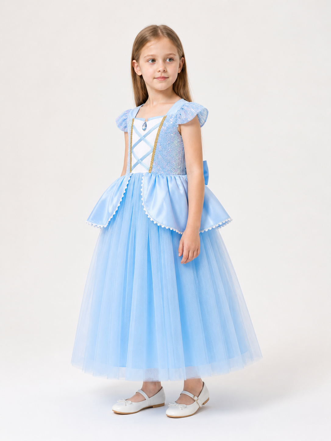 Blue Princess Carnival Costume for Halloween side view