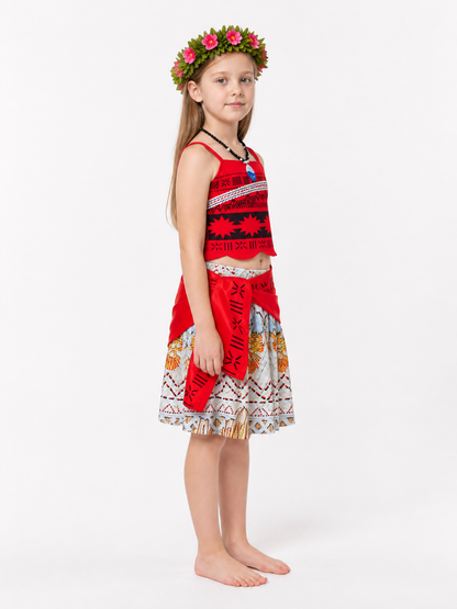 Children’s Moana Costume with Skirt and Accessories side view