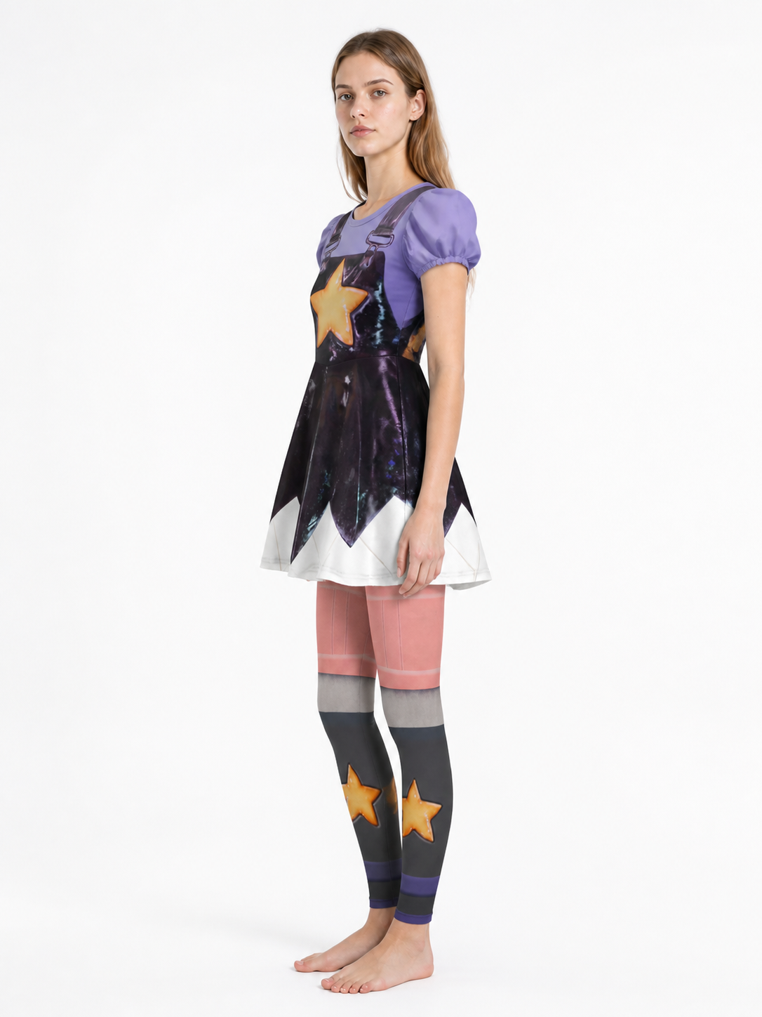 Carnival Costume: Dress and Star-Patterned Tights side view