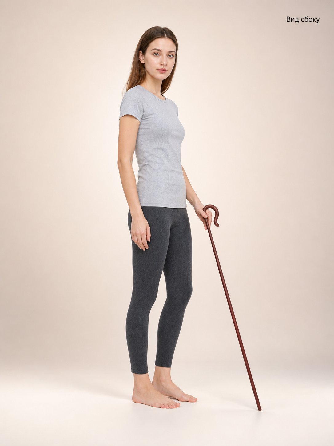 Sectional prop cane with a hook-shaped handle