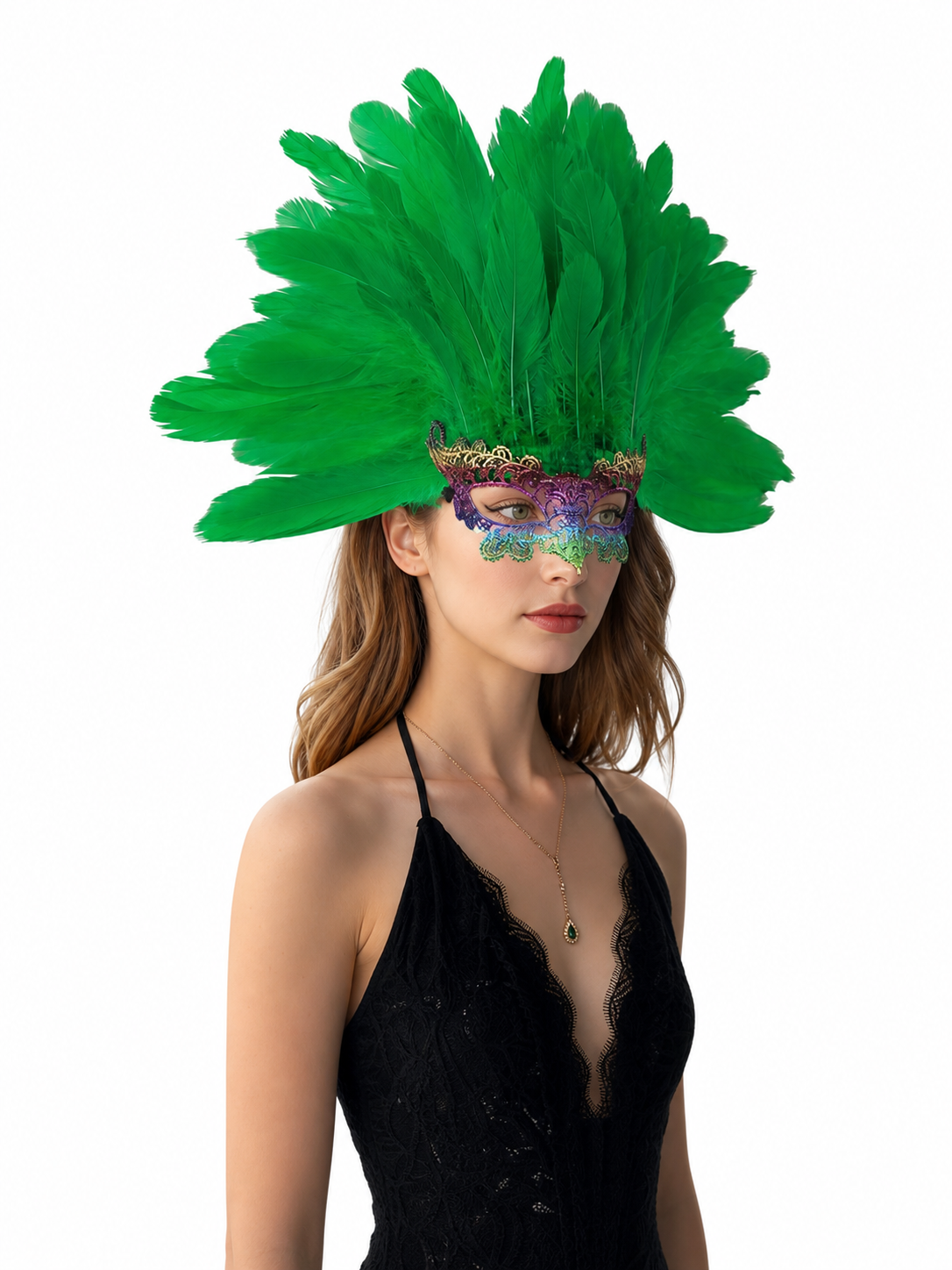 Carnival feather headdress with mask