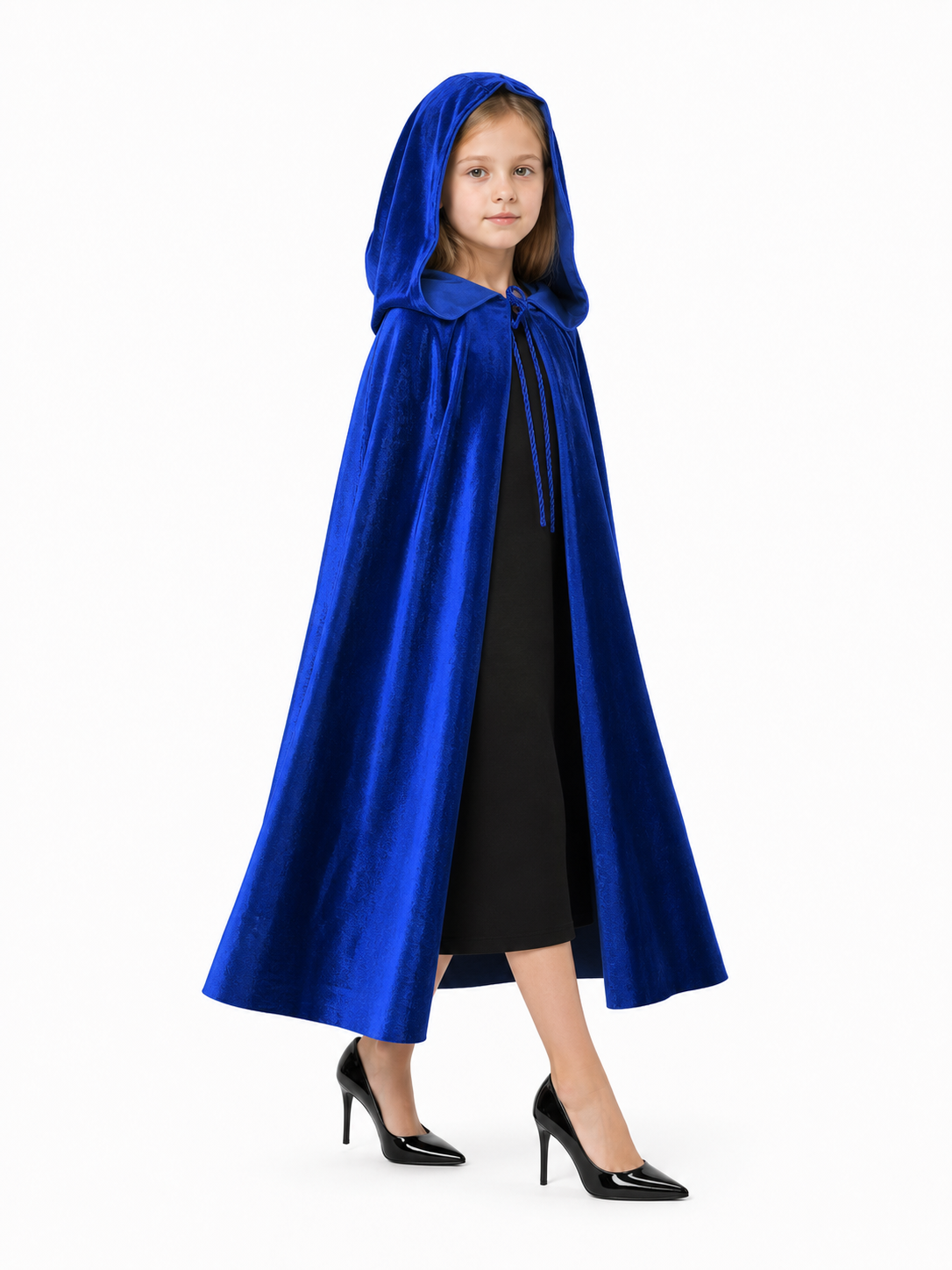 Velvet Hooded Cape, Royal Blue