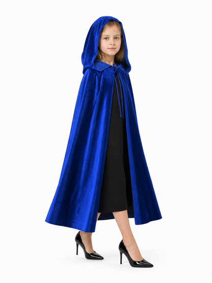 Velvet Hooded Cape, Royal Blue