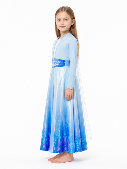 Children's Blue Long-Sleeve Dress Costume side view