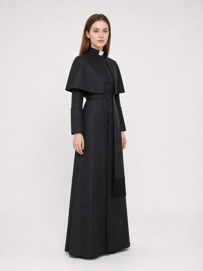 Black Halloween Cosplay Cassock with Cross