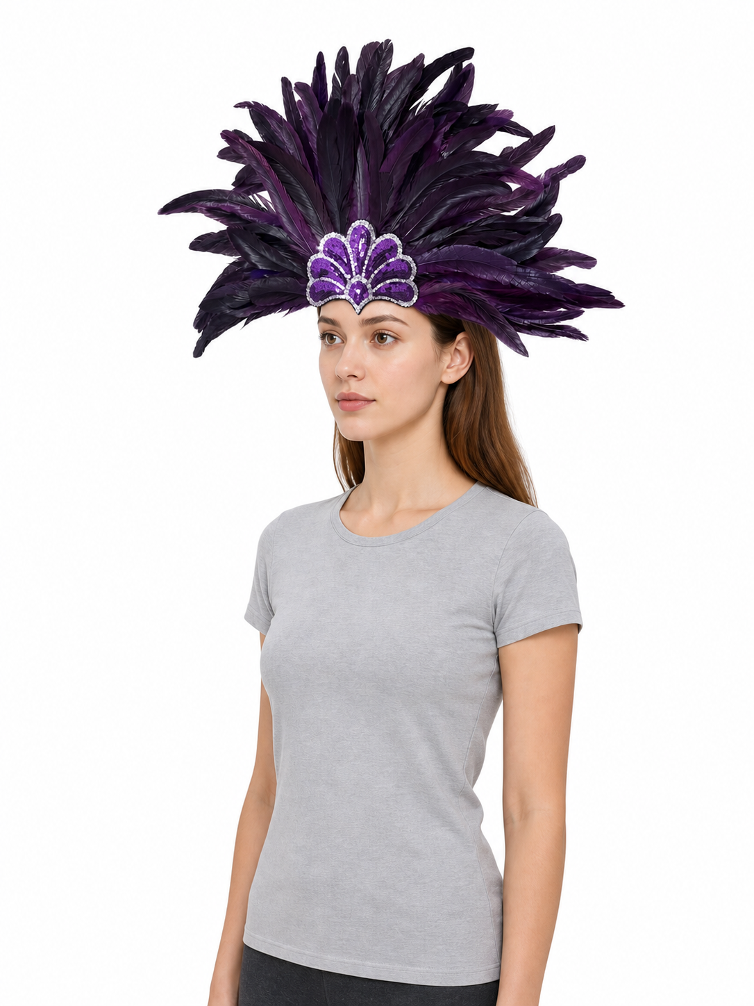 Carnival headpiece with feathers and sequins