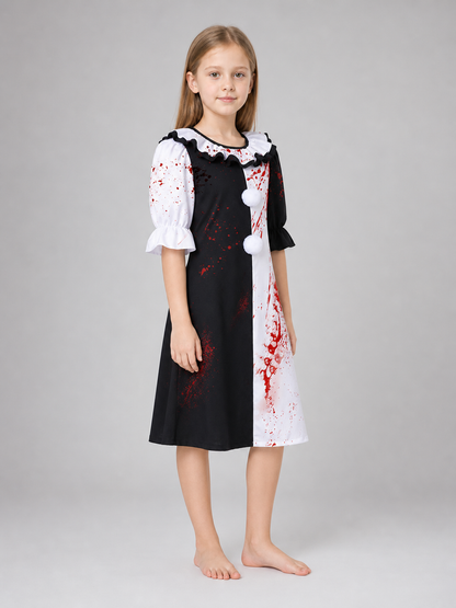Clown Costume with Blood Splatter for Cosplay
